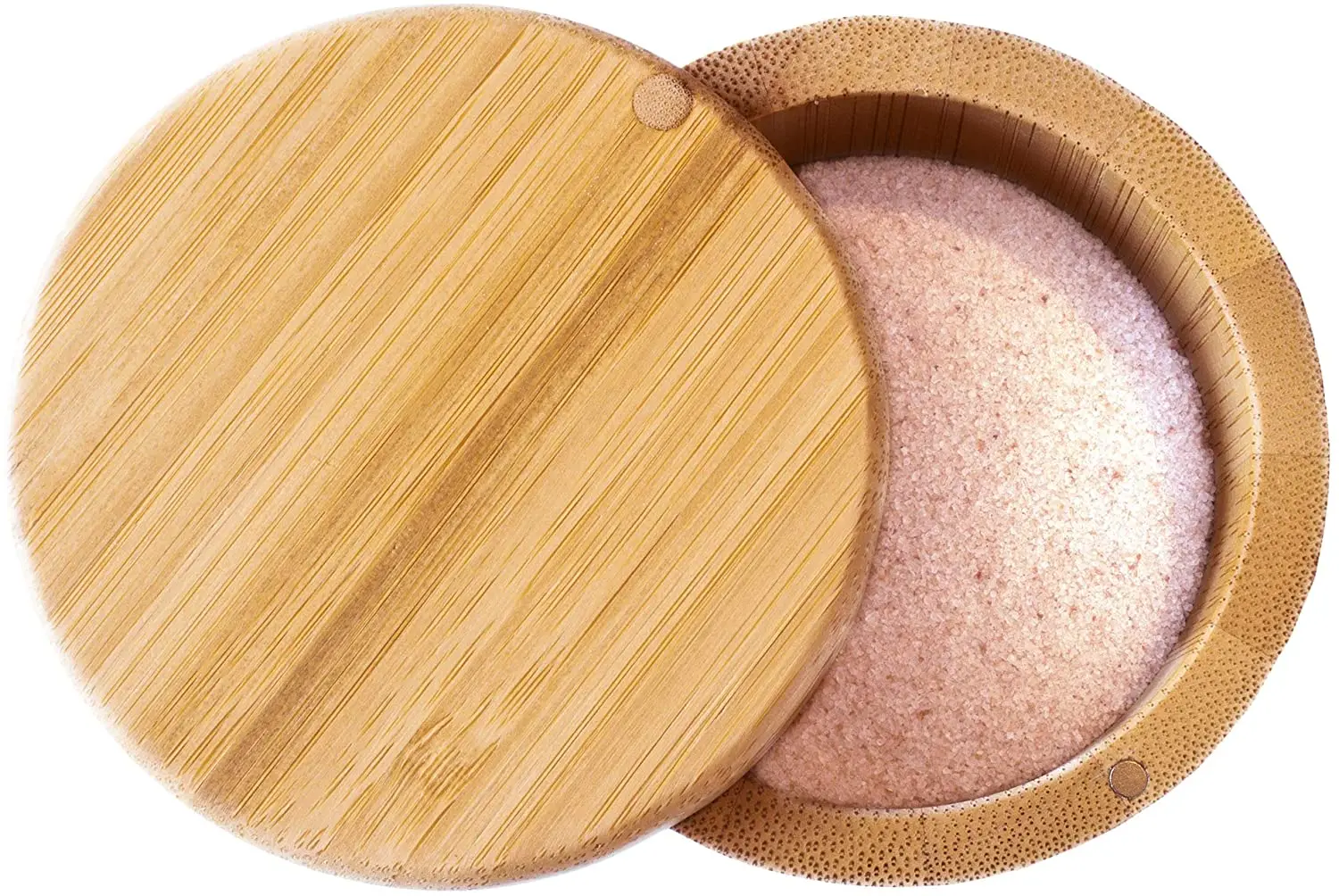 Custom Logo 100% Organic Bamboo 3-1/2-Inch Round Cylinder Box Plain Spice Jar Wooden Bamboo Salt Storage Container