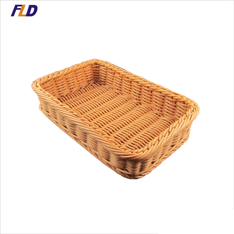 Customized Food Woven Plastic Rattan Wicker Storage Bread Fruit Vegetable Display Basket