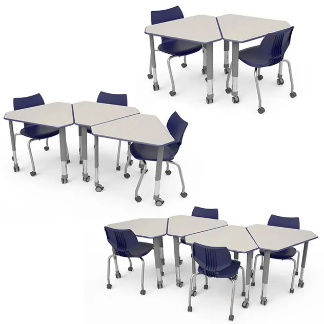 School Student Study Desks and Chairs Set, Children School Furniture School Sets Commercial Furniture Office Building Modern