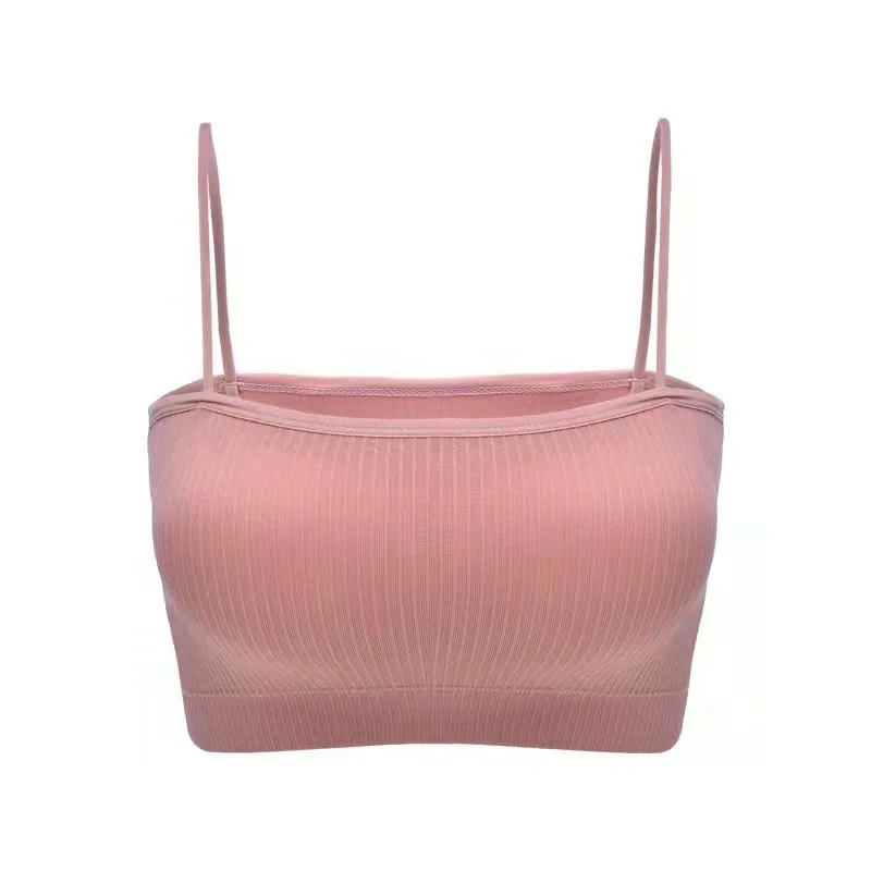 New Girls Breast Wrapped Woman Camisole Bralette Chest Boob Tube Top Suspenders Sexy Beautiful Back Cross Ice Silk Tube Top