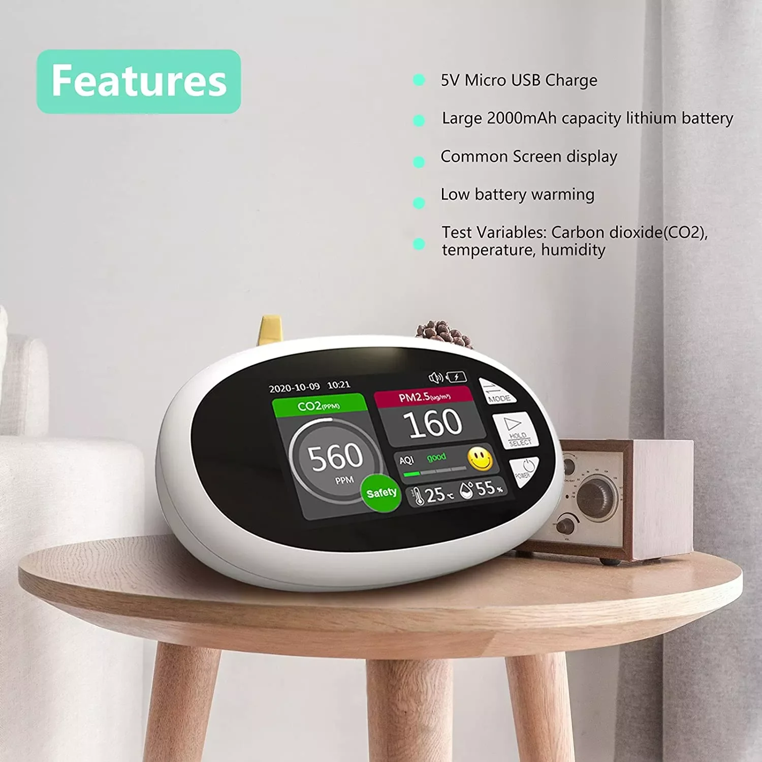 Indoor PM2.5 PM10 Gas Analyzer Portable Air Tester CO2 Controller Tuya WiFi CO2 Sensor Meter CE Certified NDIR Sensor Type