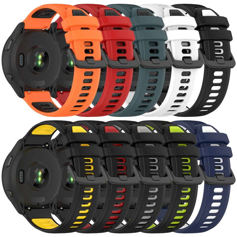New Dual Color 18mm 20MM 22mm Silicone Strap Silicon Wristband Smart Watch Band For Garmin Forerunner 265 265s Forerunner265