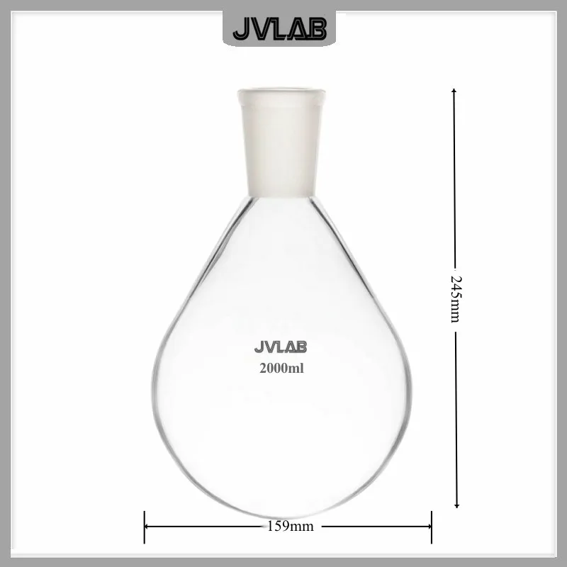 Evaporating Flask Eggplant-shape Flask 2000 ml Rotary Evaporator Accessories Lab Glassware Caliber 24mm & 29mm 1 EA