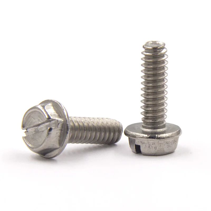 304 hexagonal flange face concave head slotted screw with cushion bolt without tooth slotted screw 3/16