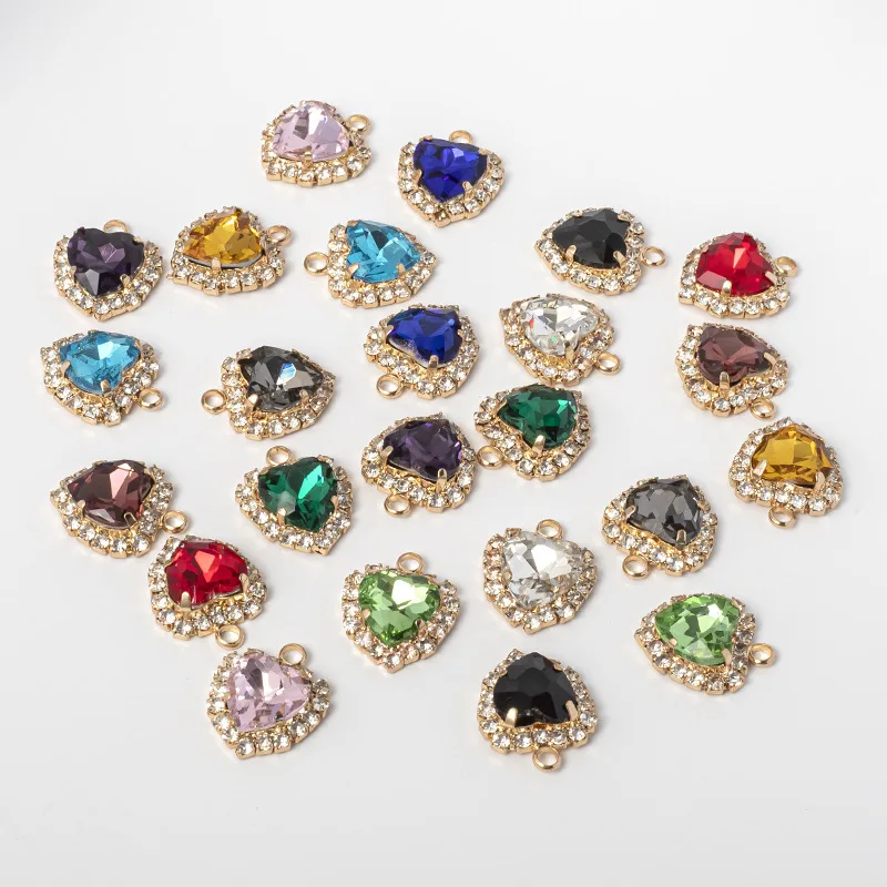 Popular Heart Square Diamond Mini Cute Micro Inlay Red Zircon Charms Crystal Jewelry Pendant for Earrings Bracelet Necklace