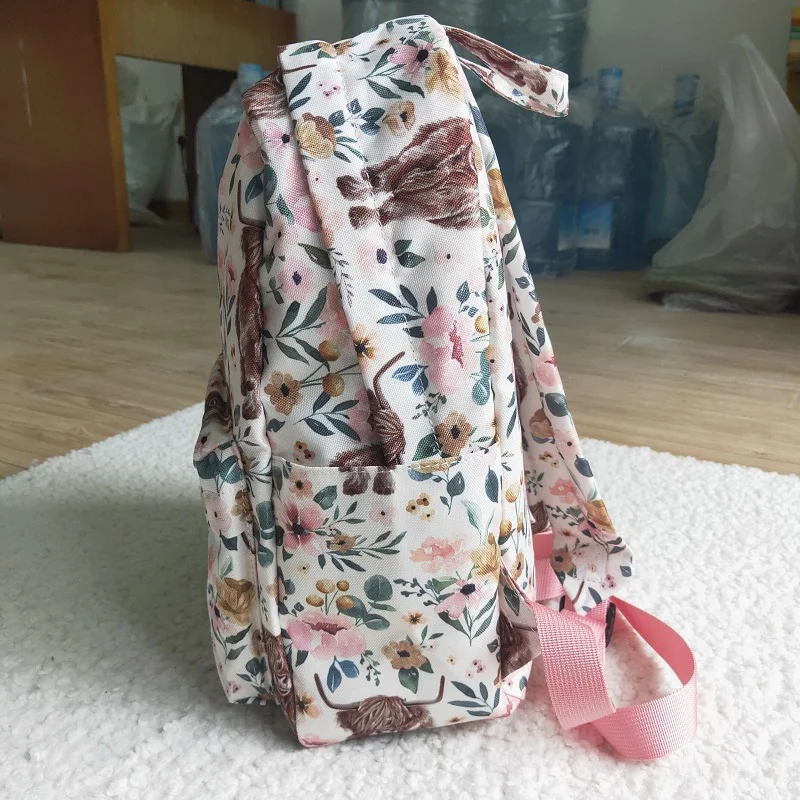 Toddler Spring Arrival Kids Girl Alpine Cow Flower Backpack Bag Boutique Wholesale Baby Girls Children Clothing