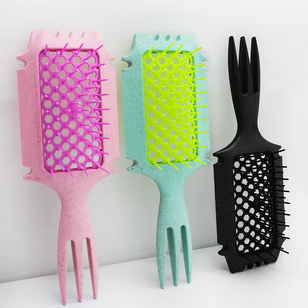 Custom3 In 1 Detangling Parting Curly Hair Defining Hairbrush Anti Static Curl Define Styling Brush For Curly Hair