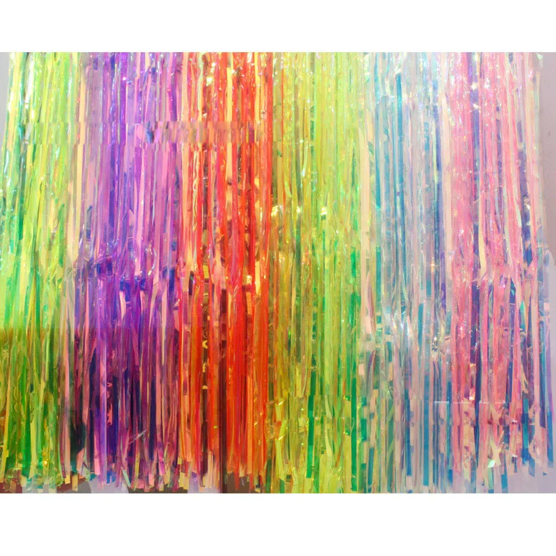 Сценическое украшение, радуга, свадьба, день рождения, лента, Лазерная Лента, дождь, кисточка, воздушный шар, цветок