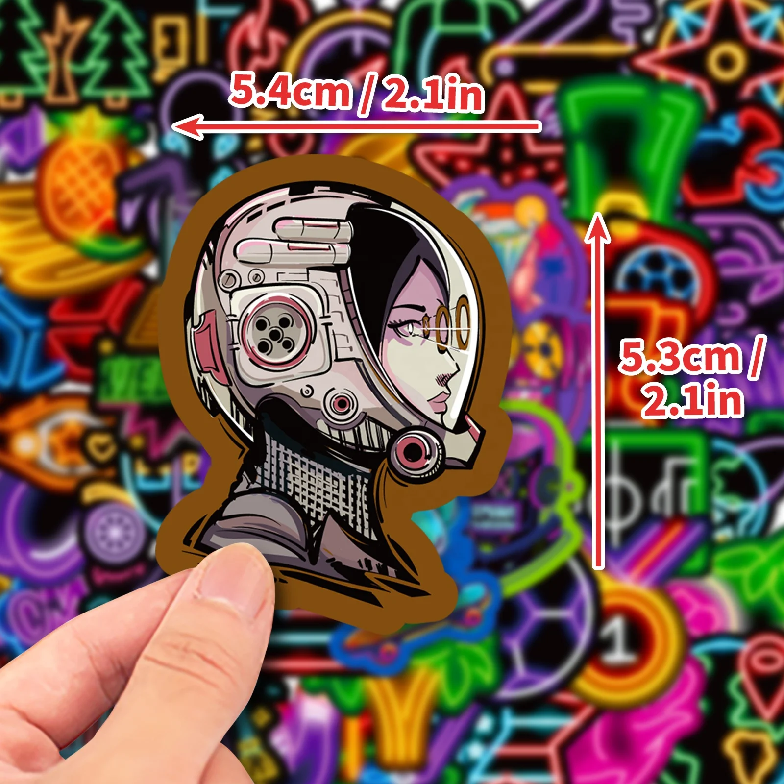 50pcs Neon Stickers, Cool, Waterproof for Laptops,  bottles,  Luggage, Cars,  Gift Favors & Decor, T01040689