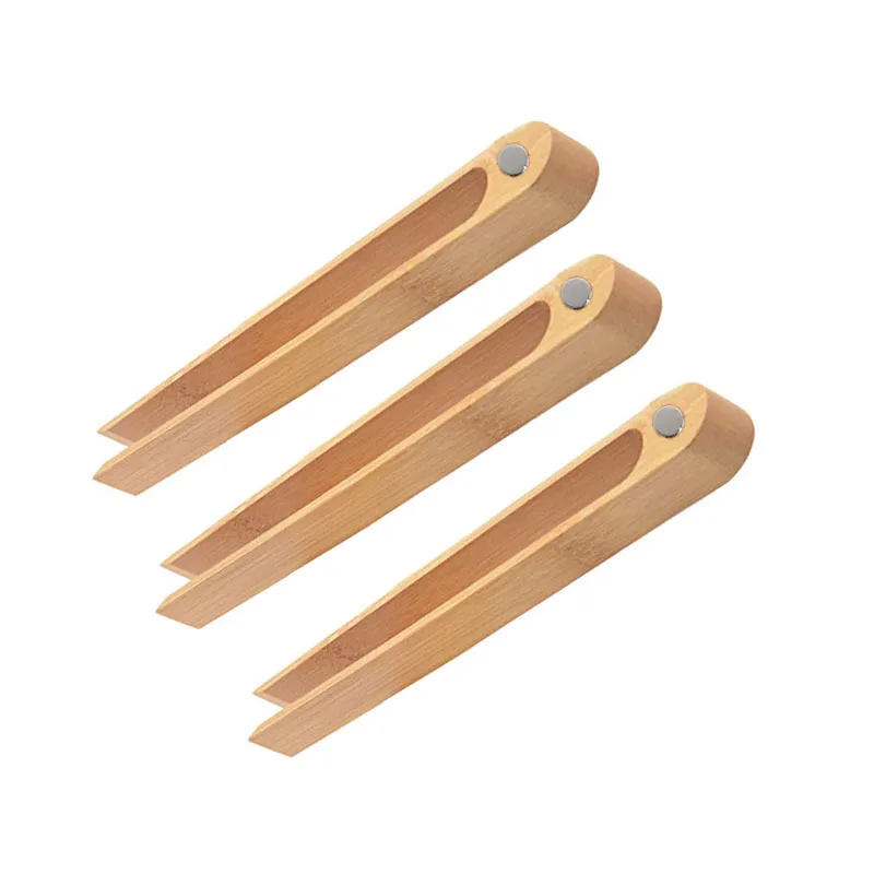 Eco Friendly Bamboo Food Clips Hot Sale Custom LOGO Magnetic Bamboo Food Toaster Tongs For Kitchen Utensils