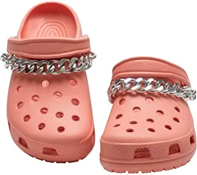Wholesale colorful rock chain clogs shoe charms decoration accessories suitable for clogs bulk silver gold decoration chains