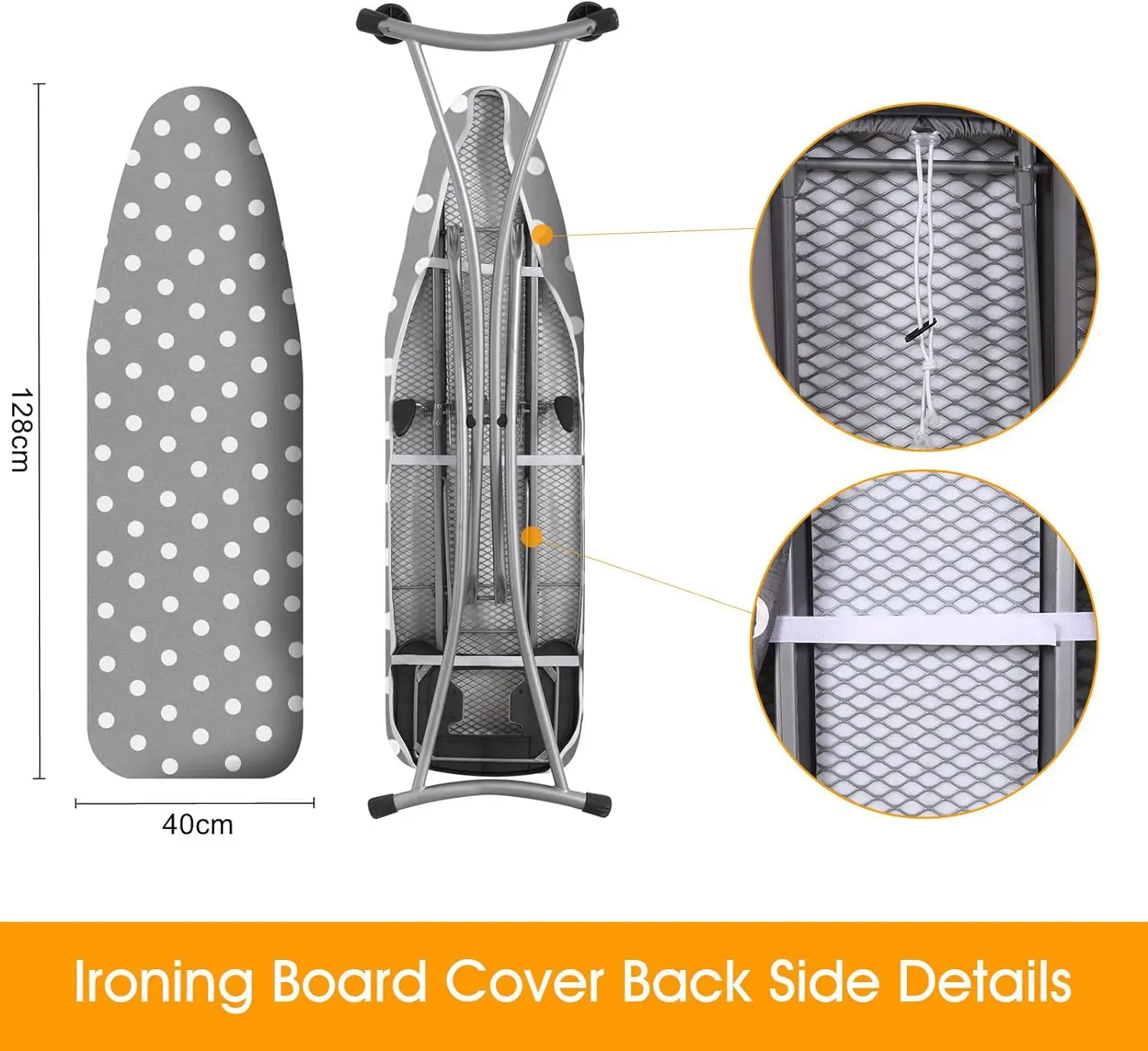 Ironing Board Cover with Extra Thick 7 mm Padding, 100% Cotton Covers Easy-Fit for Protecting Ironing Board Size Up to