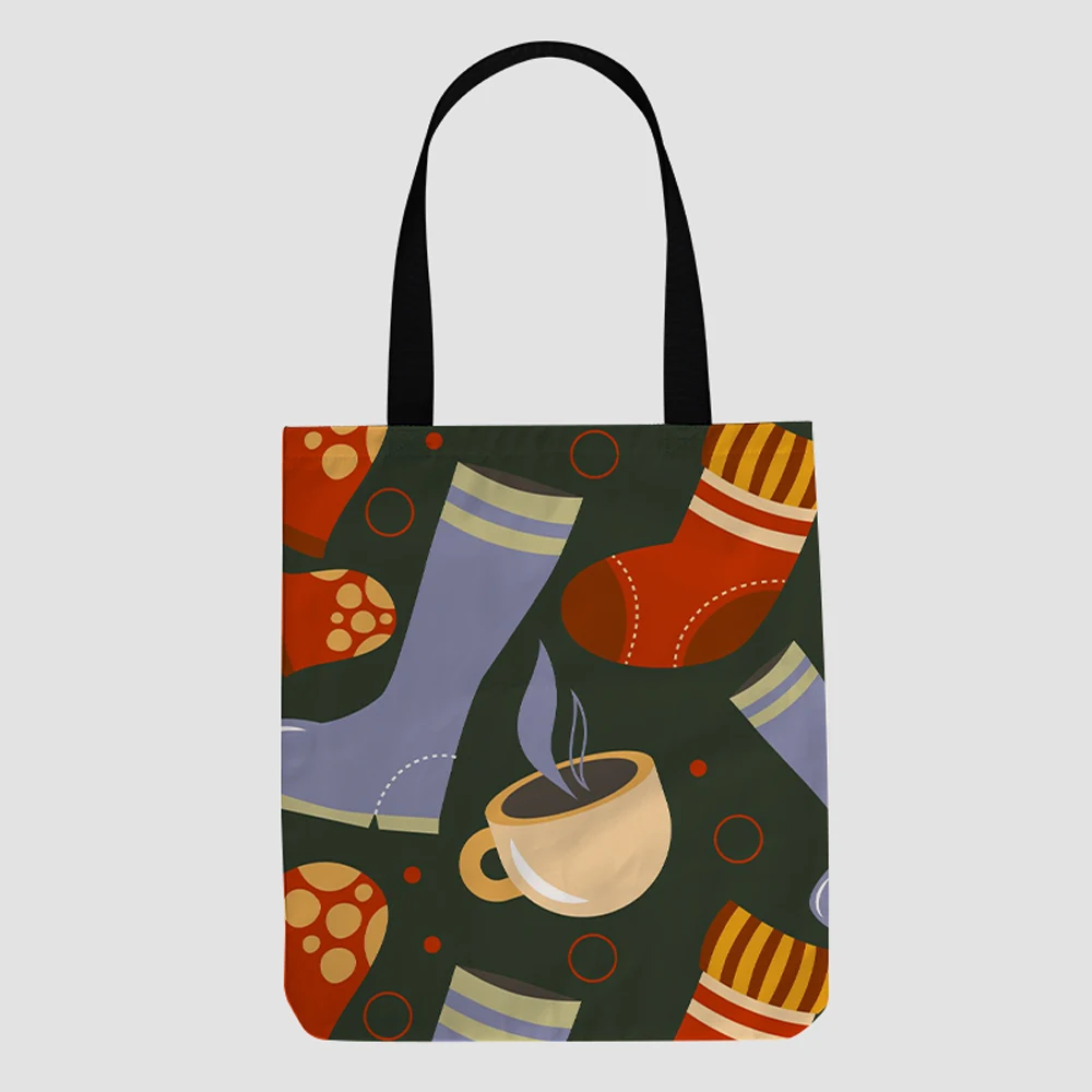 custom canvas hand shopping bags grocery clutch Leaves pattern handbags for luxury fashion trends for ladies men tote bag