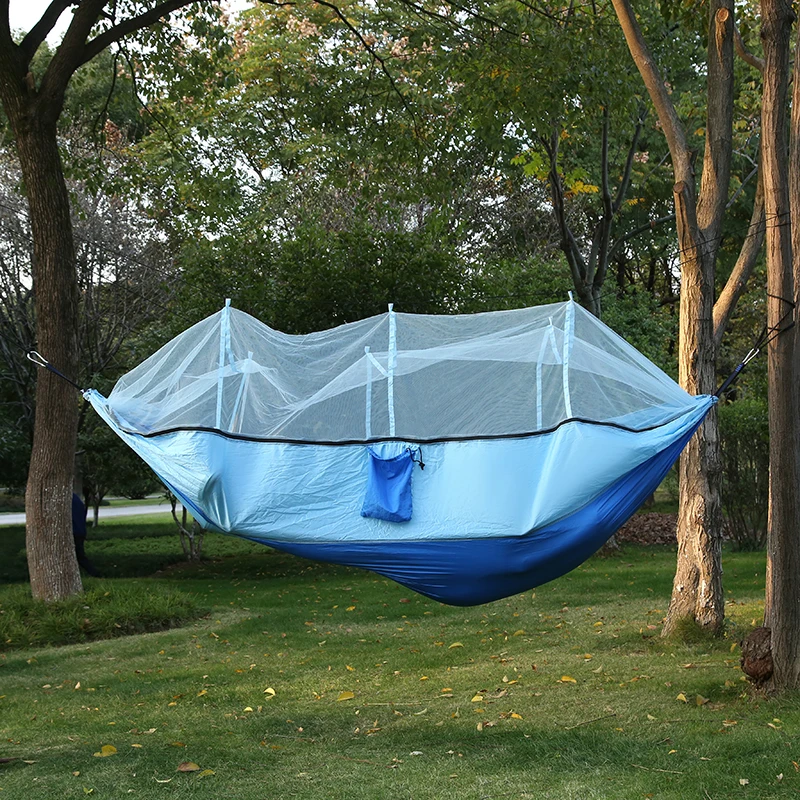
2021 high quality 210T parachute nylon heavy weight ultralight durable portable outdoor camping hammock with mosquito net 