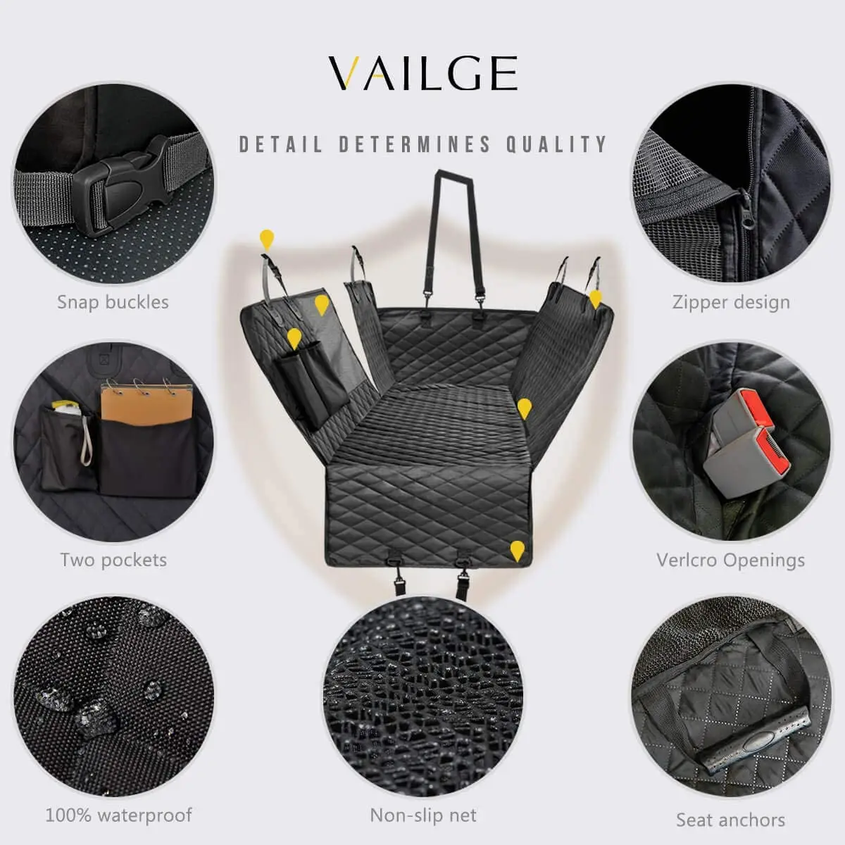 Washable Scratchproof Waterproof Nonslip Pet Car Seat Protector Dog Seat Cover with Storage Pockets Mesh Visual Window