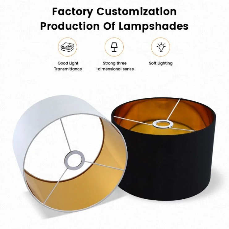 Simple Gold Designs Custom Cloth Lamp Covers Lampshade With Metal Frame