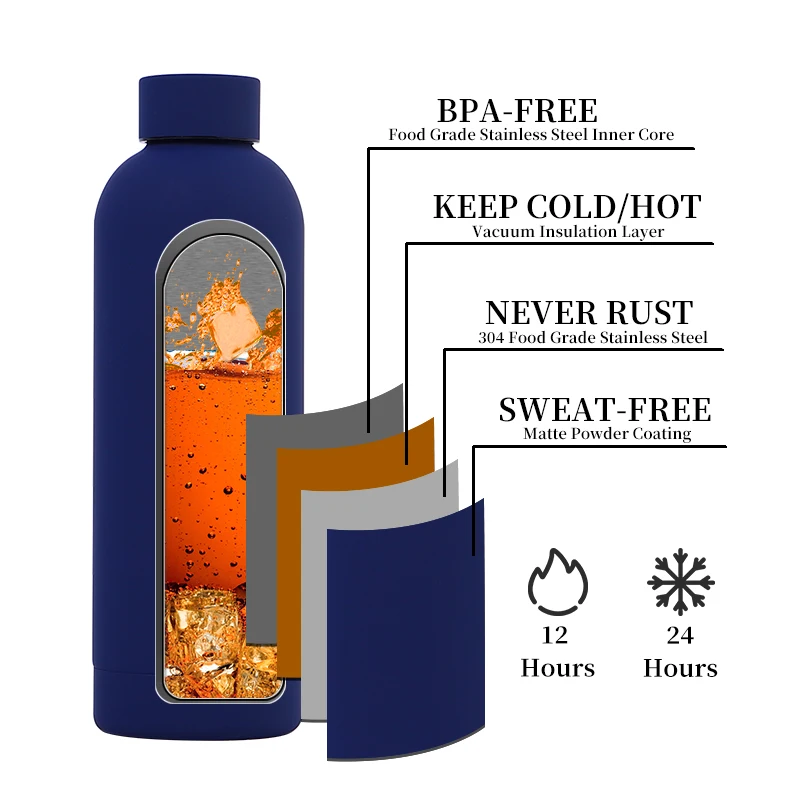 New Hot Sale Outdoor Double Wall 18/8 Stainless Steel Insulated Thermos Vacuum Flasks Small Mouth Sport Water Bottle with Logo