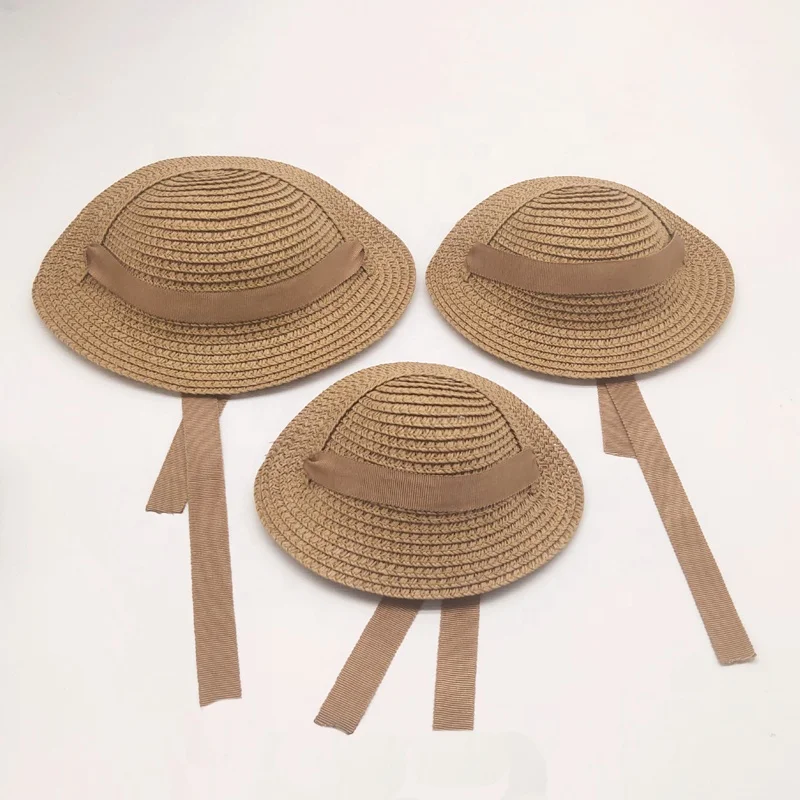 High quality Cute little French straw garden  hat and the material is straw and polyester Doll Girl Straw Hat
