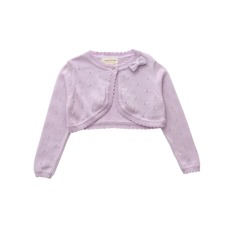Baby Girl Cardigan Long Sleeve Little Girl Cotton Knitted Sweater Jacket Toddler Shrug Coat Infant Cropped Knit Bolero
