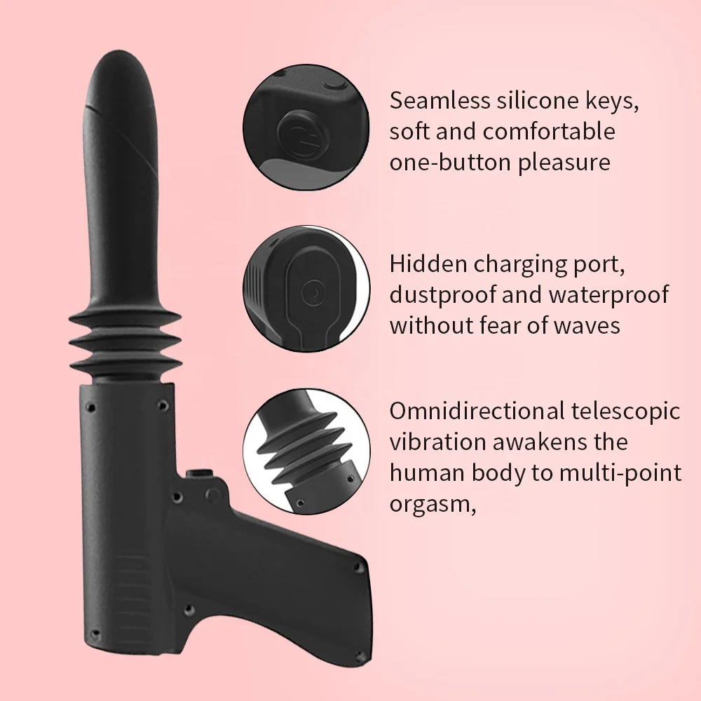 Erotic Automatic Telescopic Gun Shape Dildo Vibrator, Private Sex Machine Thrusting Wand Massager Sex Toys for Women Adult
