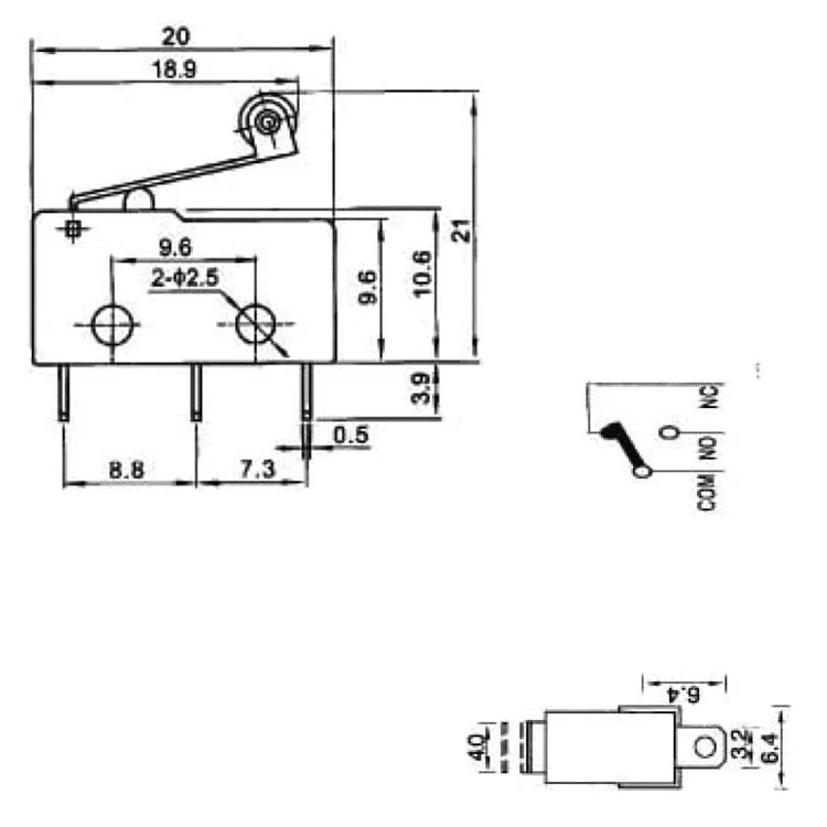 3 pin mini micro switch 5A 250VAC KW11 push micro button limit switches customizable
