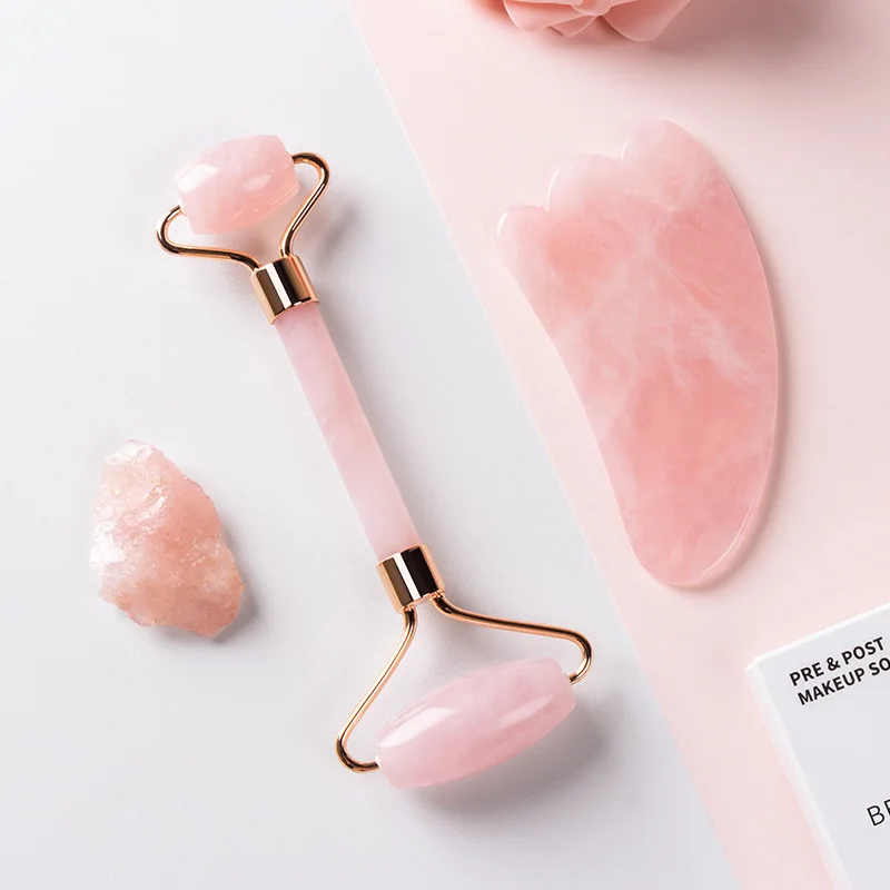 Jade Facial Massage Roller Natural Massager Cucumber Sand Scraper Set Lifting Beauty Slimming heart gua sha