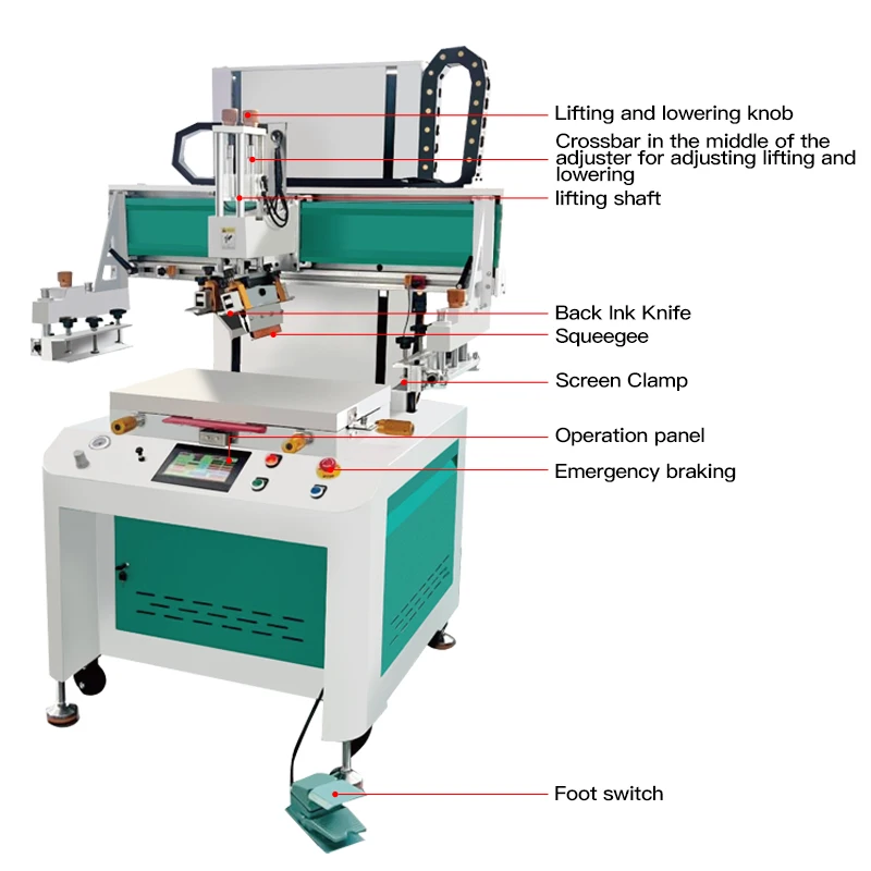 DELIOU Vertical Silk Screen Printer Pneumatic Semi-Automatic Printing Machine (50X70cm Worktable With Absorbing)