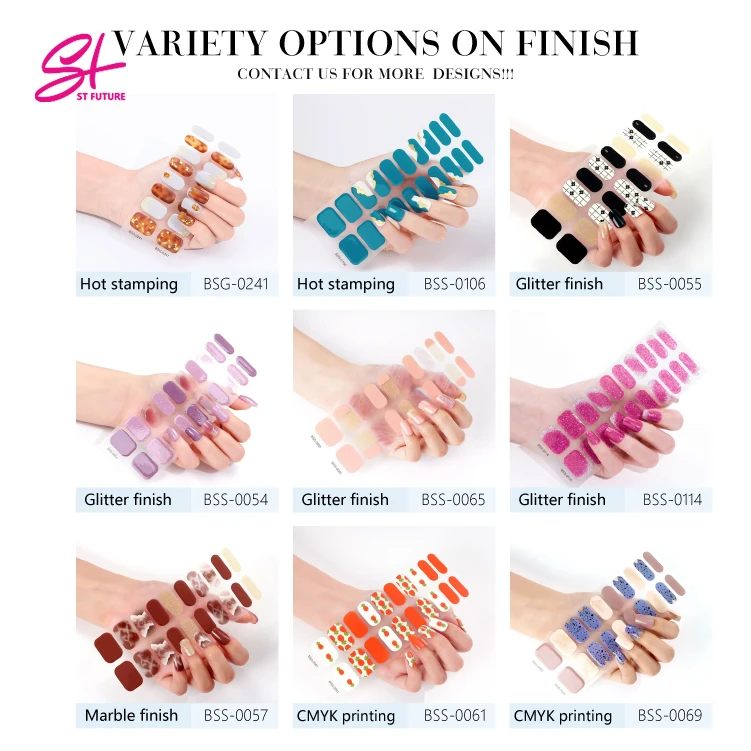 ST FUTURE 20 Semi Cured Gel Nail Wraps UV/LED Lamp Required 16 Real Gel Nail Polish Stickers
