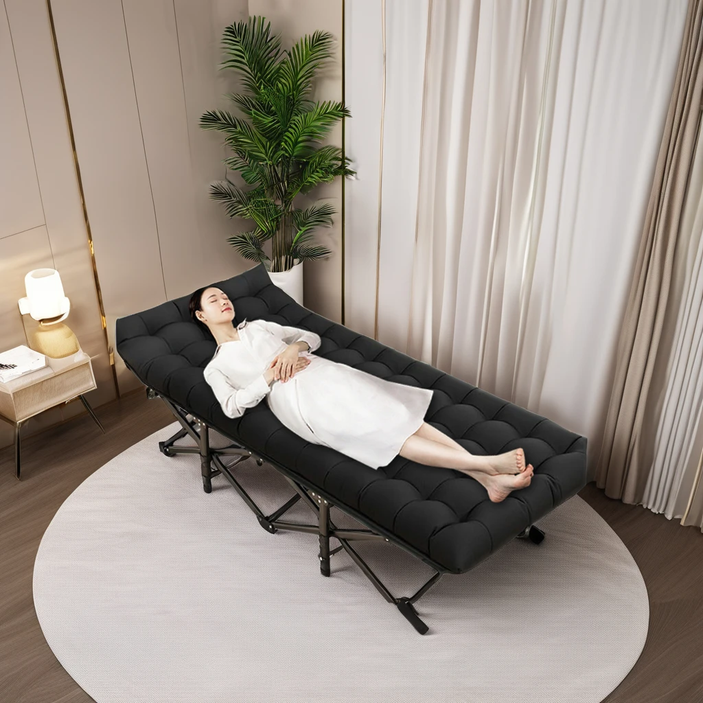 Wholesale cheap ultra light iron tube adult single folding bed portable hospital bed
