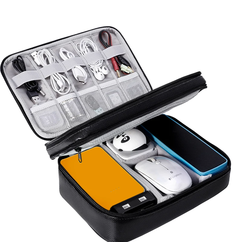 Double Layer Data USB Charge Cable Organizer Portable Durable Digital HDD Powerbank Storage Bag