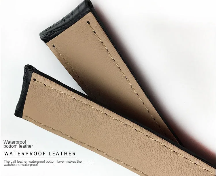 Wholesales Top Layer Cowhide Straps Butterfly Buckle Genuine Leather Watchstraps Watch Bands For Omega Seamaster 18 20 22mm