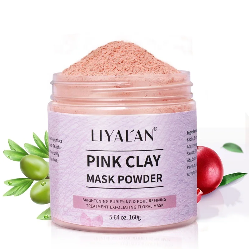 Custom Face Whitening Pore Cleansing Reduce Blackheads Organic Rose Pink Clay Mask Powder