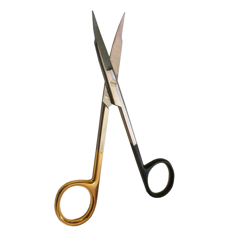 Stainless steel scisssors golden handle goldman fox Curved tungsten Carbide TC Scissor 13cm Dental Surgical Instruments
