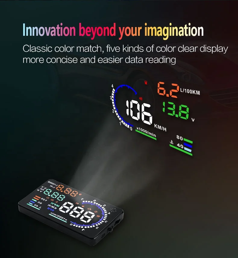 
Hot Selling Digital RPM Meter Display Over Speed Alarm OBD II device LED Headsup Display Car HUD OBD2 