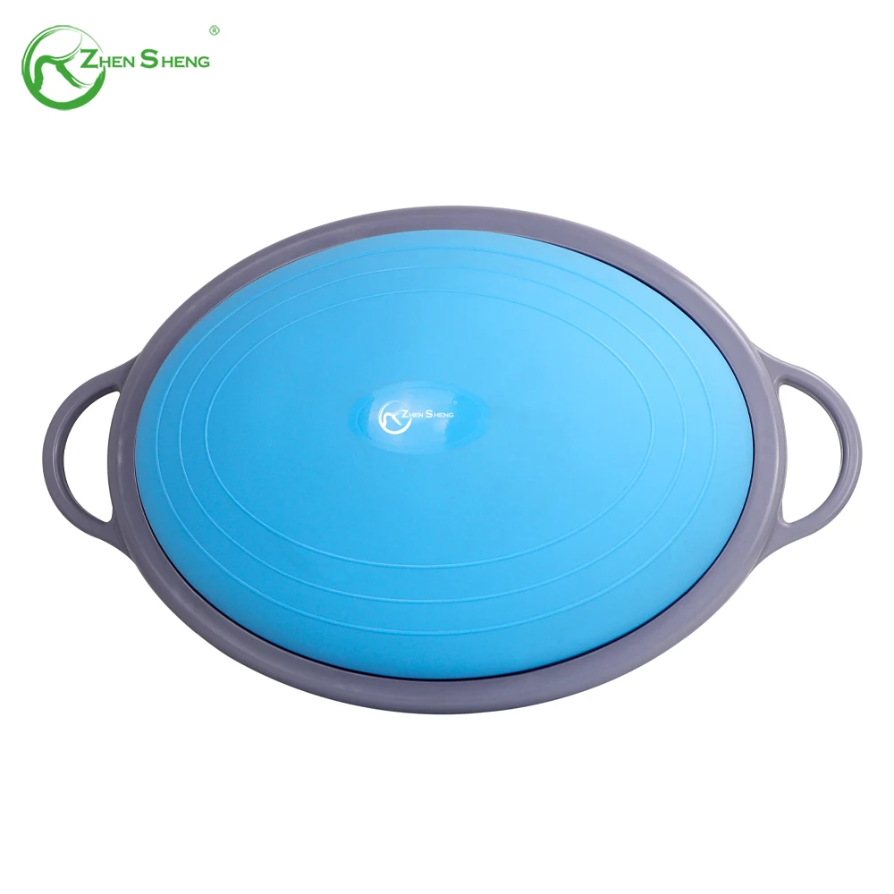 Zhensheng custom logo bigger non slip fitness trainer half balance ball half yoga ball oval type large size 74cm bosuing ball