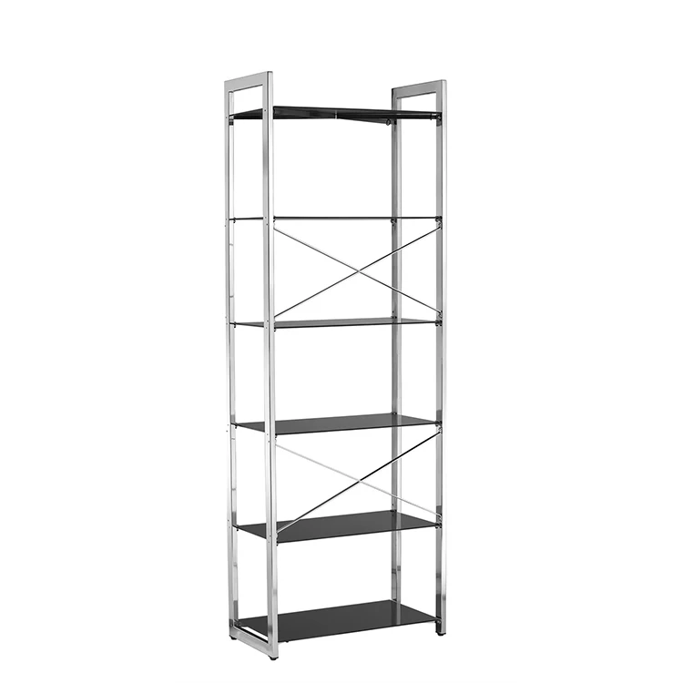 Многофункциональный 6 ярусов, хромированныей металлический Рамка стеклянная полка Стеллаж