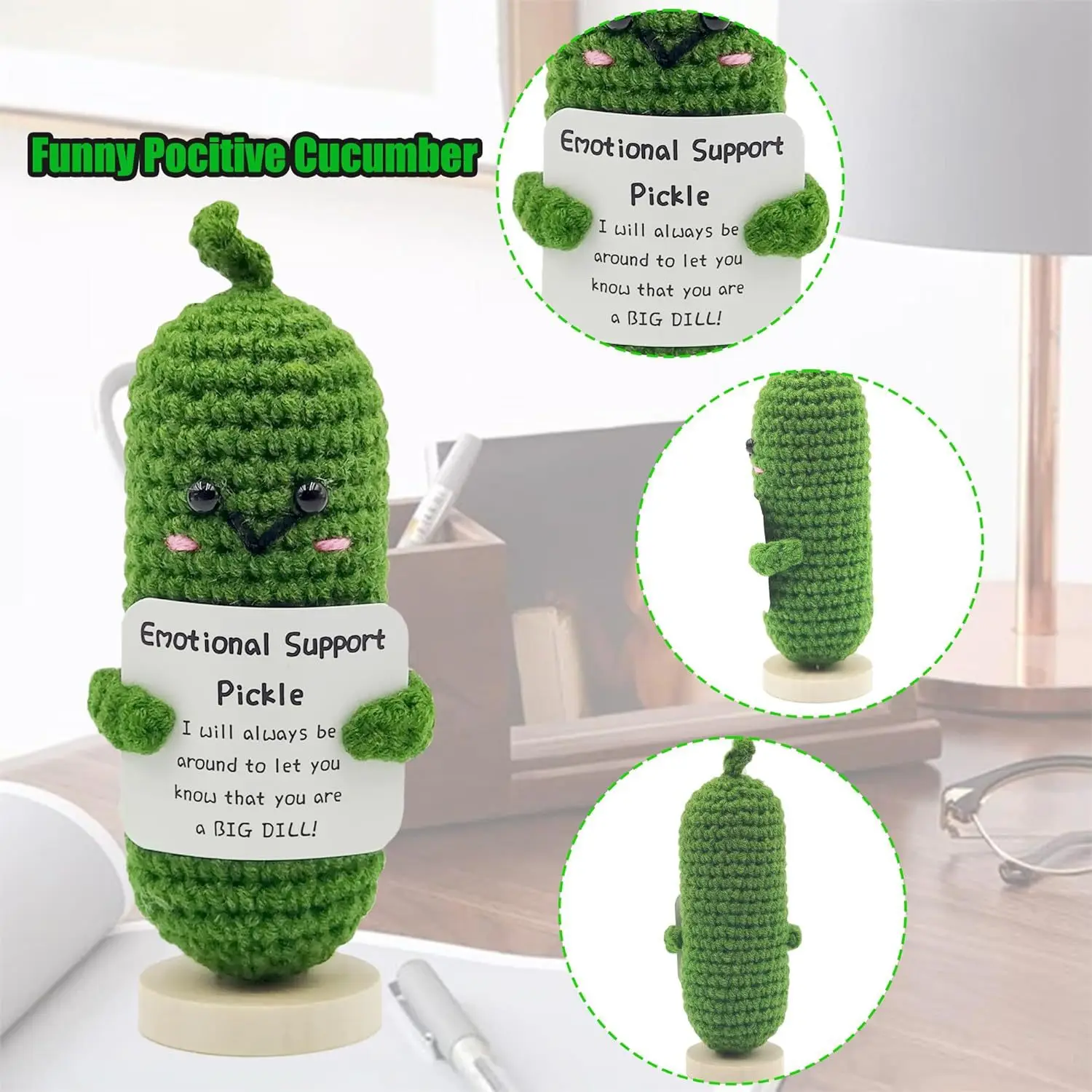 SongshanToys Handmade Positive Emotional Support Pickles Gift Handwoven Ornaments Crochet Big Fan Pickled Cucumber Knitting Doll