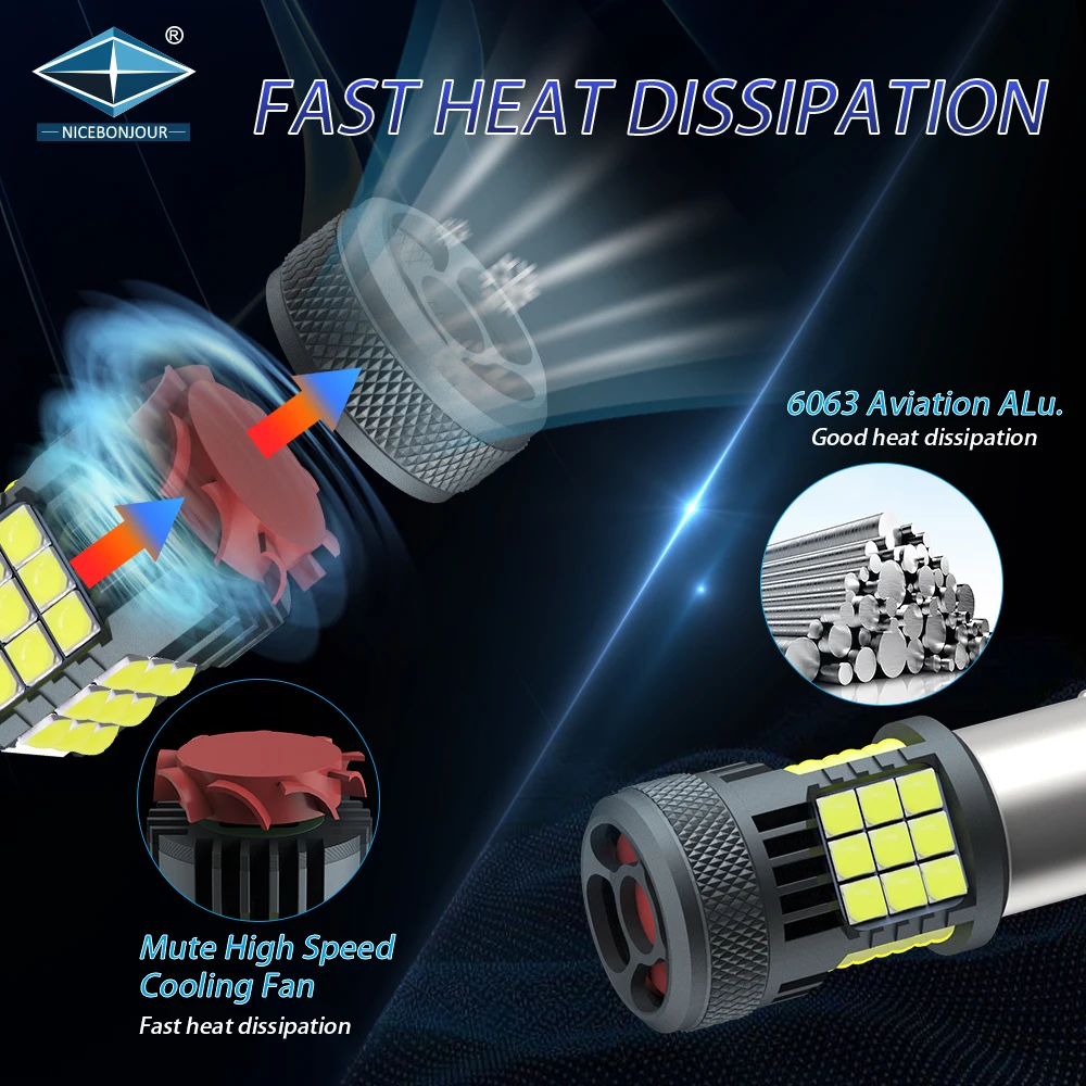 T20 P21W S25 BAU15S BA15S T25 LED Canbus Bulbs No Hyper Flash cooling fan Turn Signal Parking light 3030 36smd led
