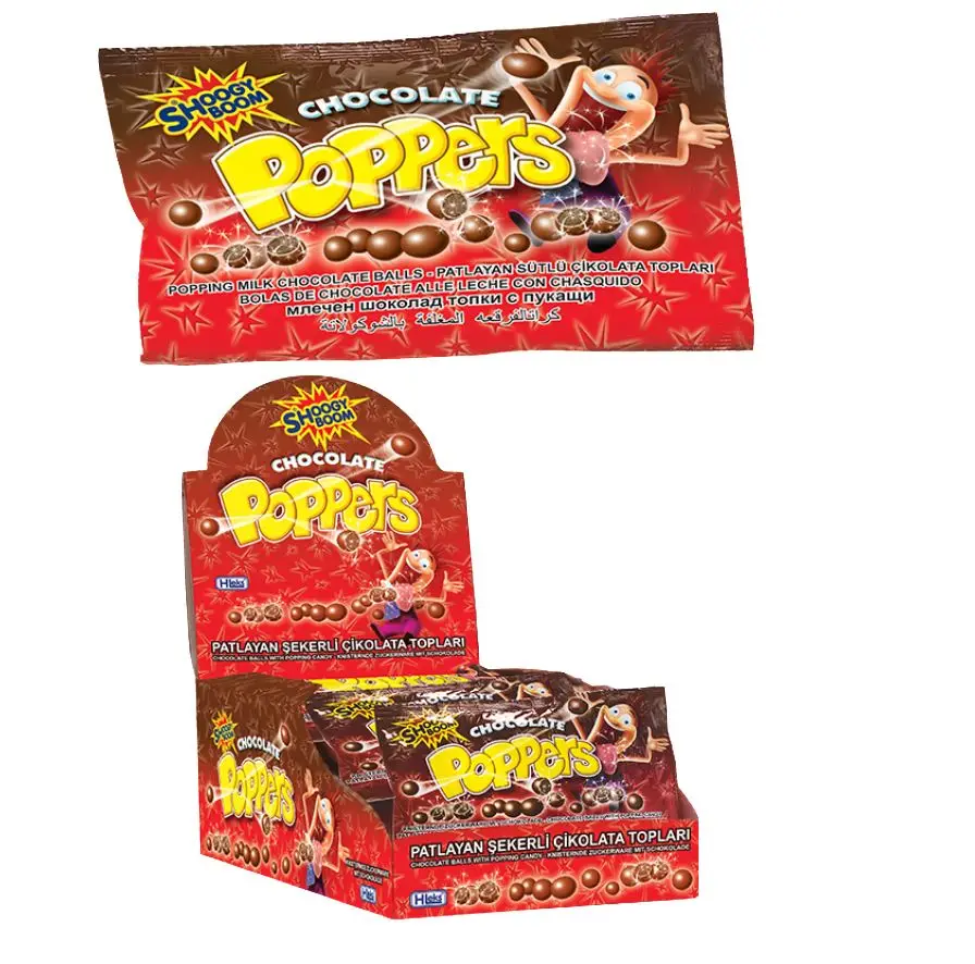 
Milk chocolate balls with popping candy 33g, halal chocolate candy 