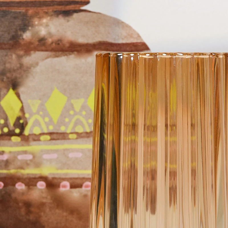 2023 Aspire Coloured Gradient Flower Rectangular Long Hand Blown Crystal Glass Vase for Table Floor Decoration