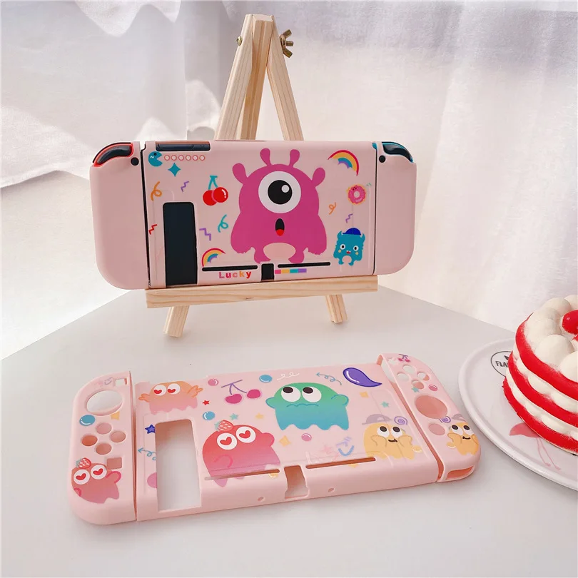 
pink monster cartoon case game shockproof soft hand grips for Nintendo Switch Console for Joy-con controller kids Switch case 