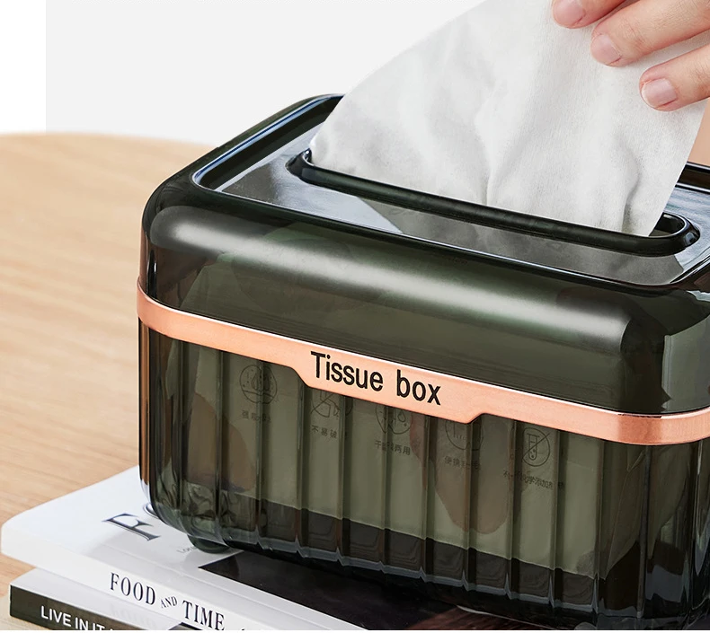 Household Tissue Storage Box for Home Desktop Dust-Proof Tissue Box Holder Plastic Multifunctional Paper Towel Dispenser