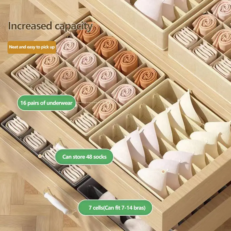 PP Board Foldable Drawer Storage Organizer Closet Divider Boxes For Underwear Socks Tie Wardrobe Clothes Storage Organizers 3pcs