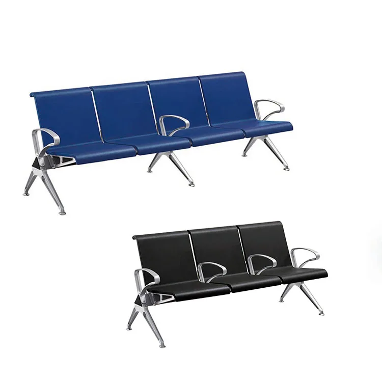 High Quality Commercial Full Leather Padded Sofa Chair Office Furniture Chair Reception Room Waiting Bench Seat