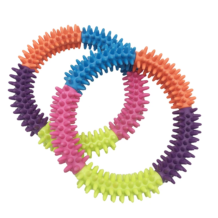 2021 Dog Toothbrush Toy Natural Rubber Seven Color TPR Thorn Ring for