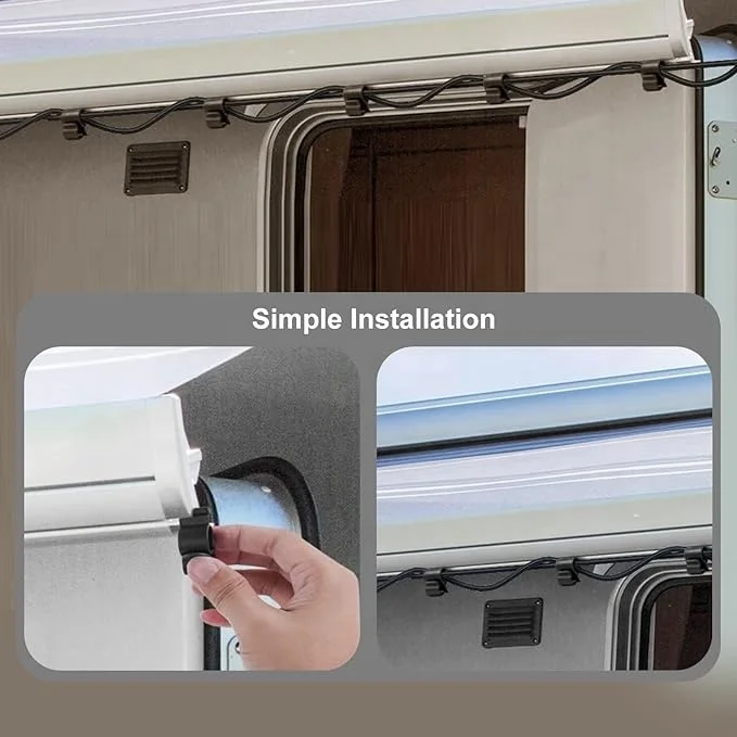 57788#Caravan Accessories Piping Strips Hooks Awning Hooks Motorhome Awning Hook Travel Trailer Rope Lights for Camping Hiking