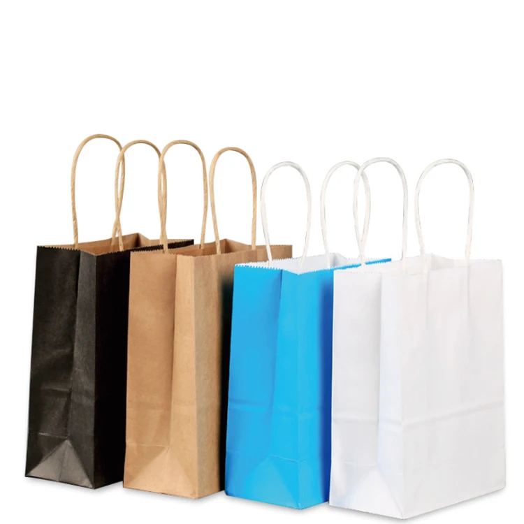 Recyclable Festival Gift  DIY Multifunction Color Kraft Paper Shopping Bags With Handles