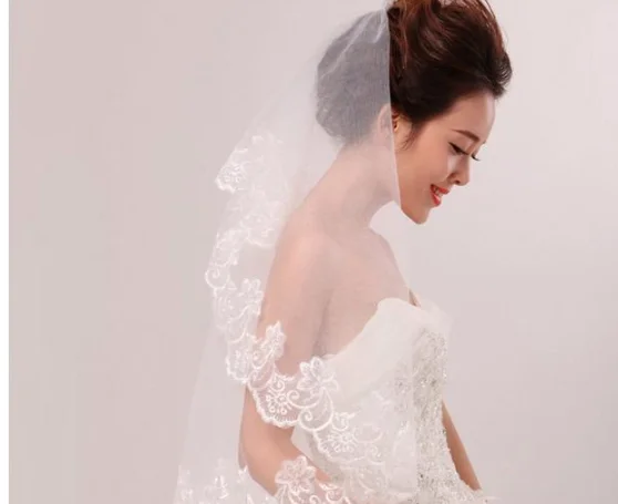 Новый дизайн, модные свадебные платья 1,5*1,2 м, кружевная свадебная фата