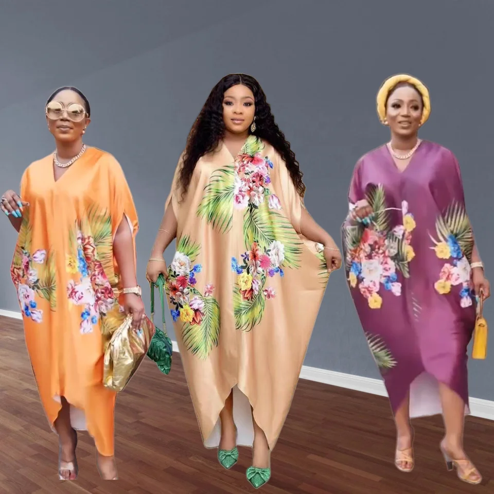 new arrival butterfly abaya african duanas kitenge Artificial silk casual orange abaya