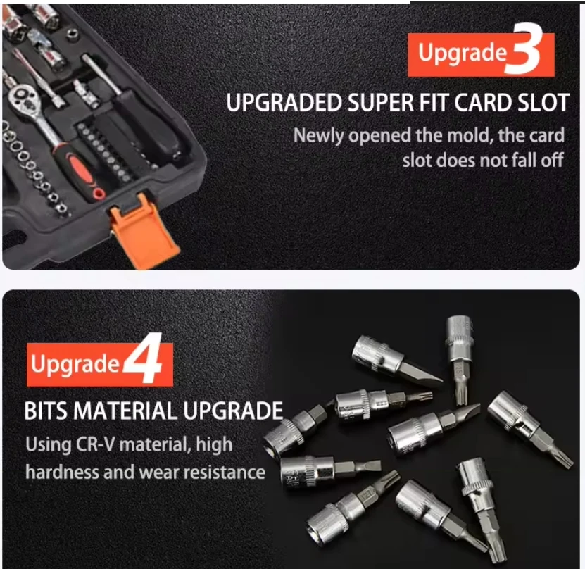 172 Pcs Cabinet Tools Hand Box Socket Wrench Case Kit Hardware Auto Repair Automotive Sets Tool Set